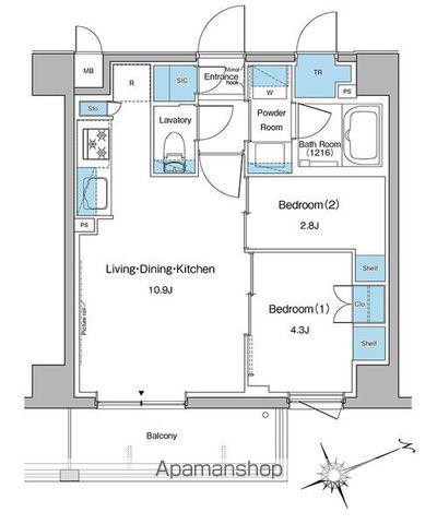 ルフォンプログレ中野坂上(2LDK/3階)の間取り写真