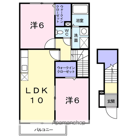 バンブーフォレスト(2LDK/2階)の間取り写真