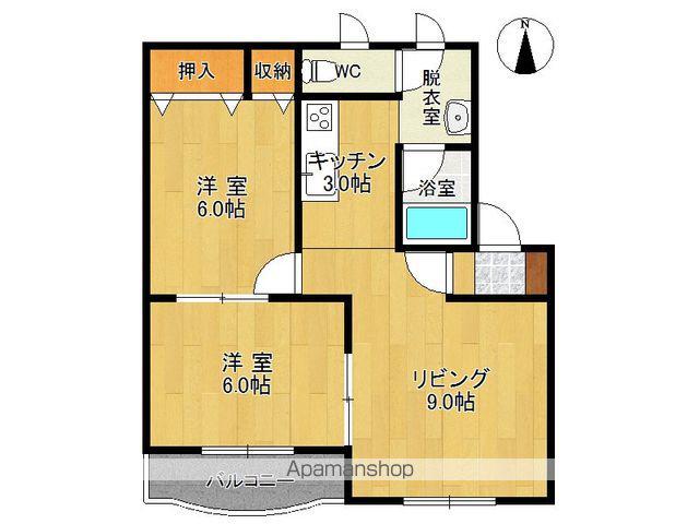 コーポパークサイドⅡ(2LDK/2階)の間取り写真