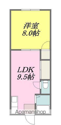 清水荘(1LDK/2階)の間取り写真