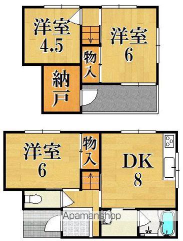 近鉄難波・奈良線 生駒駅 徒歩13分 2階建 築55年(3SDK)の間取り写真
