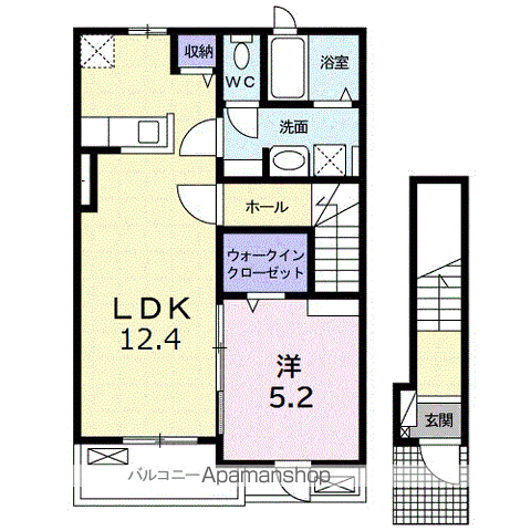 オレオール1(1LDK/2階)の間取り写真