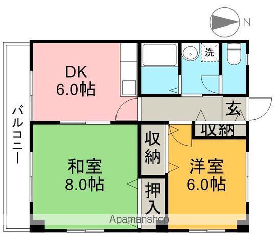 サンビレッジⅡ(2DK/2階)の間取り写真