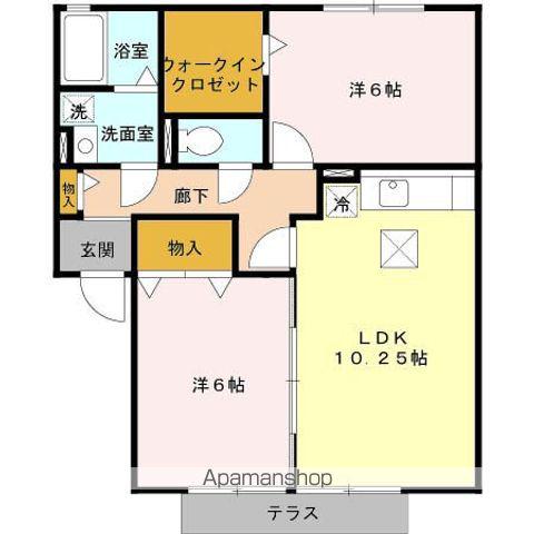 グランドゥール(2LDK/1階)の間取り写真