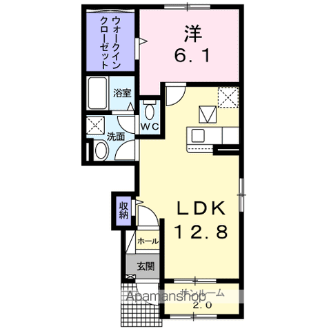 サーレ・ウエスト Ⅱ(1LDK/1階)の間取り写真