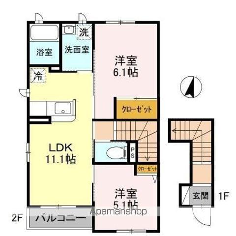 アート・ソレイユ A棟(2LDK/2階)の間取り写真