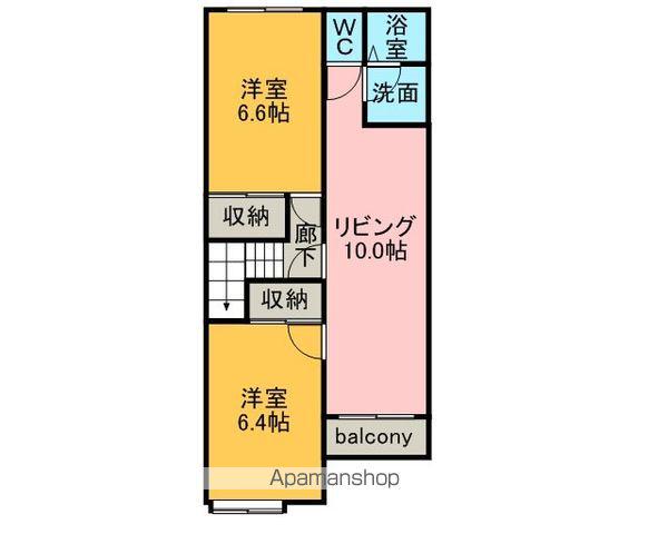 スカイコーポ垣生(2LDK/2階)の間取り写真