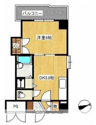 SINCER舟入(1DK/6階)の間取り写真