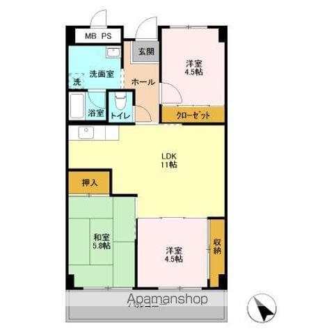 ファーストコーポ幕張本郷(3LDK/6階)の間取り写真