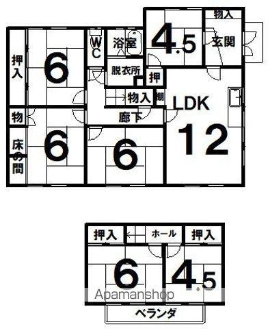根室本線 芽室駅 徒歩424分 2階建 築54年(6LDK)の間取り写真