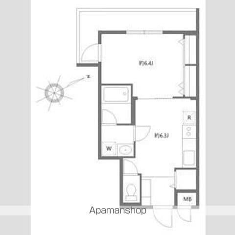 オクドテラス(1DK/3階)の間取り写真