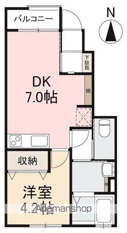HYOーDORU木太町A・B(1DK/1階)の間取り写真