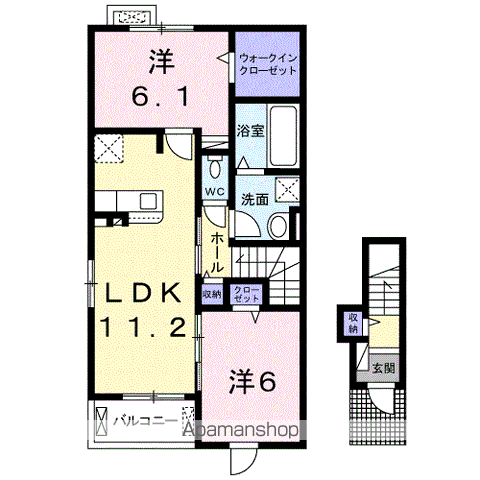 プレジールⅠ(2LDK/2階)の間取り写真