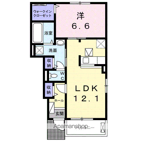 ヴィラ アルテミア Ⅱ(1LDK/1階)の間取り写真