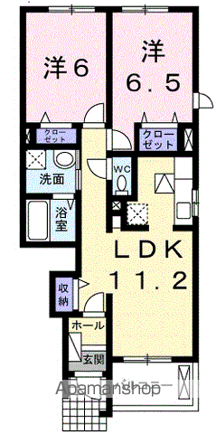 ガーデンベルB(2LDK/1階)の間取り写真