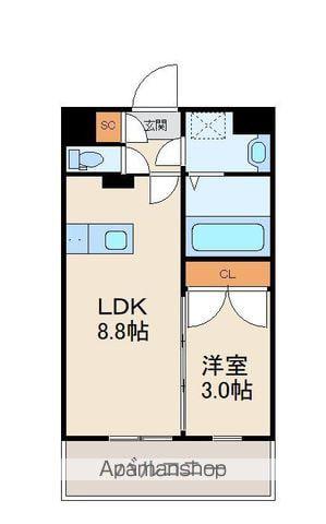 レジデンス百年橋リバーサイド(1LDK/10階)の間取り写真