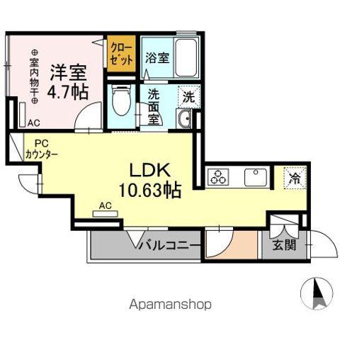アムール東向島(1LDK/3階)の間取り写真