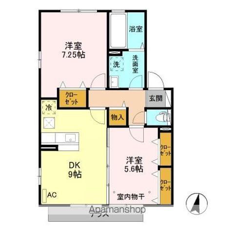 HUIT A(2DK/1階)の間取り写真