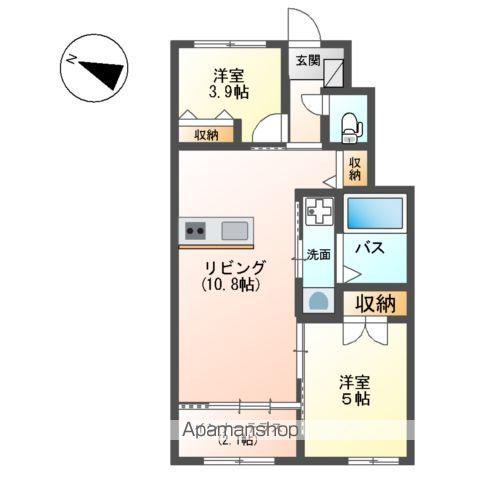 ラコッリーナ(2LDK/1階)の間取り写真