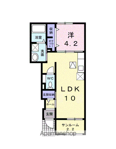 ネオ ファースト Ⅲ(1LDK/1階)の間取り写真