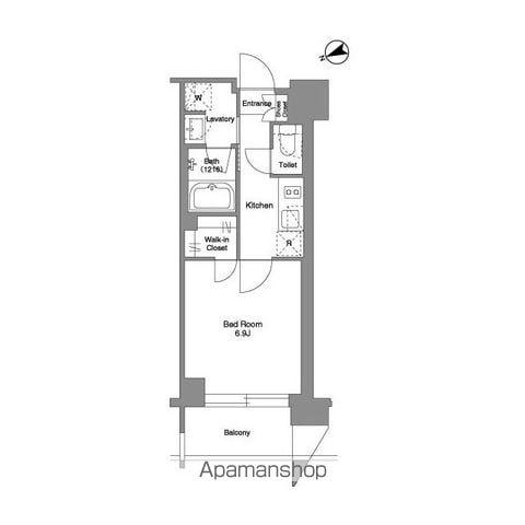 ザ・ケンジントン・レジデンス芝浦(1K/6階)の間取り写真