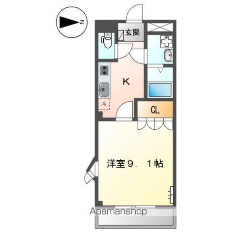 ウィスティリア(1K/2階)の間取り写真