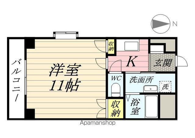 ハミルトンⅡ(1K/2階)の間取り写真