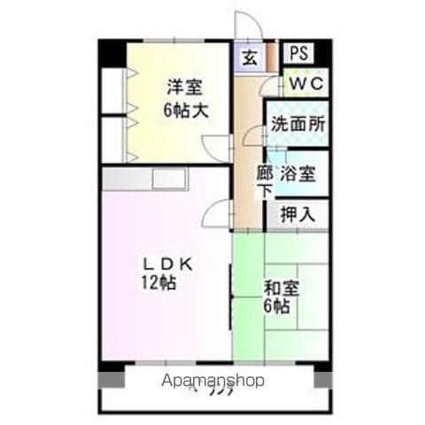 リーブル原Ⅱ(2LDK/5階)の間取り写真