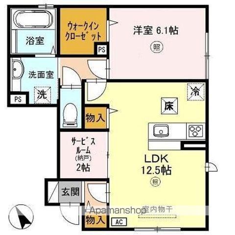 VILLA 高畔(1LDK/1階)の間取り写真