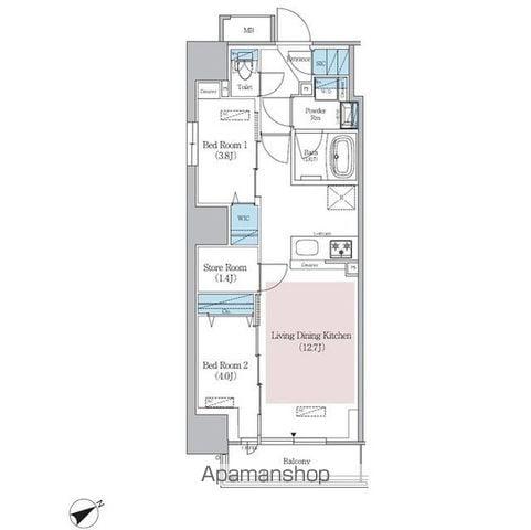 アーバネックス浅草橋フロント(2SLDK/14階)の間取り写真