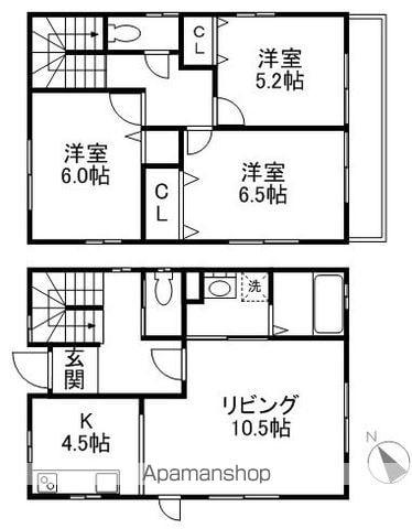 東海道本線 南草津駅 徒歩10分 2階建 築24年(3LDK)の間取り写真