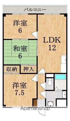 インペリアル東生駒(3LDK/6階)の間取り写真