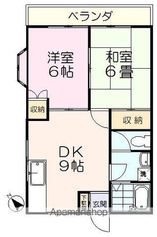 メゾン白樺(2DK/1階)の間取り写真
