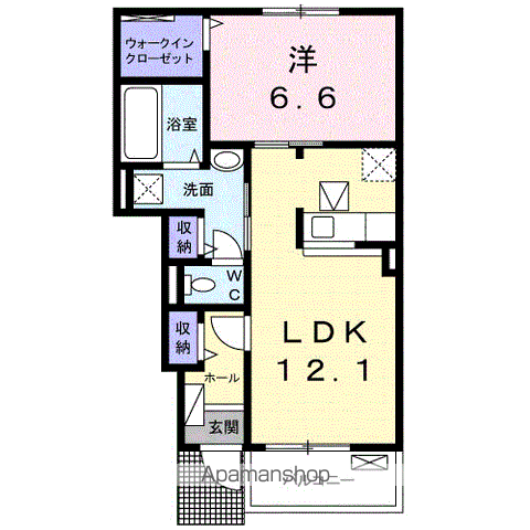 ハーモニー中津 Ⅰ(1LDK/1階)の間取り写真