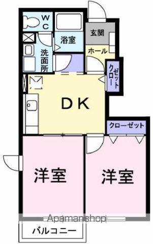 ヒルサイド(2LDK/1階)の間取り写真