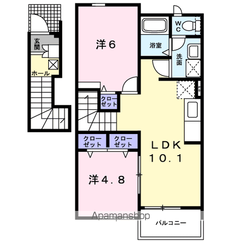 サニーヴィラB3(2LDK/2階)の間取り写真