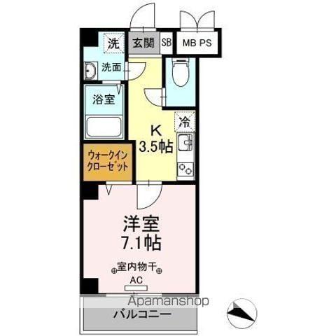 グリーンフィールド(1K/3階)の間取り写真