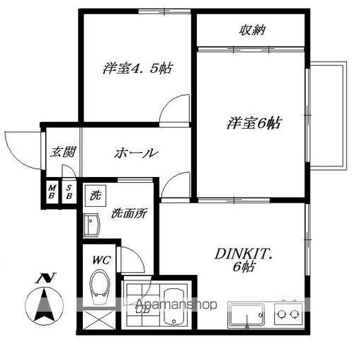 メゾンド・ソレイユ(2DK/2階)の間取り写真