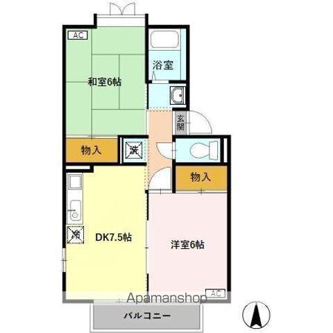 PARK&HOUSE1(2DK/1階)の間取り写真