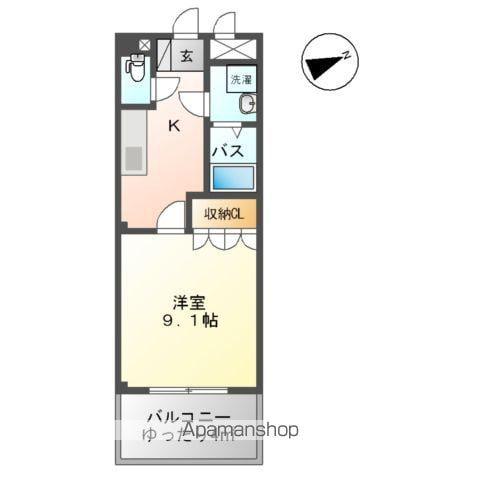 ディアフォンテーヌ A棟(1K/2階)の間取り写真