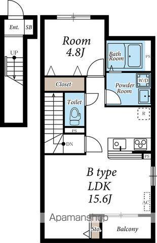 アシェルタ聖蹟(1LDK/2階)の間取り写真
