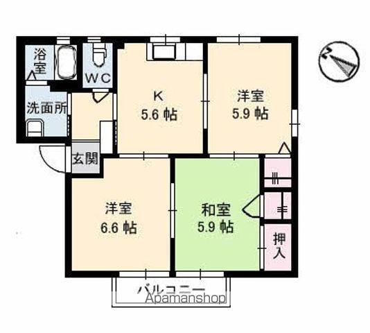 コーポ浅川(3K/1階)の間取り写真