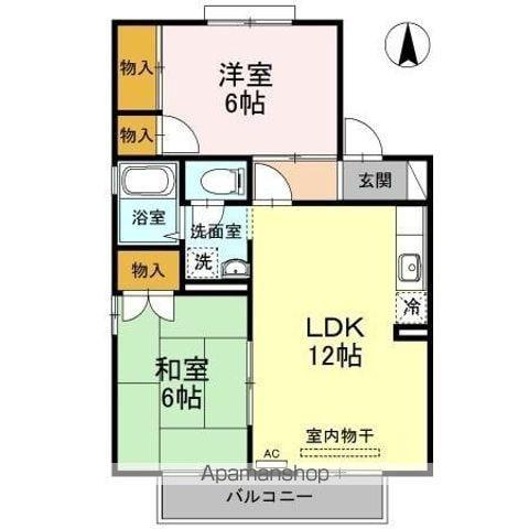 エスポワール34 E棟(2LDK/2階)の間取り写真