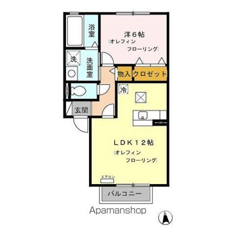 リビングタウン瀬原田 Ⅱ(1LDK/1階)の間取り写真