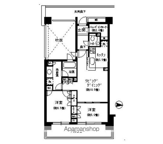 弦巻パークホームズ(2LDK/1階)の間取り写真