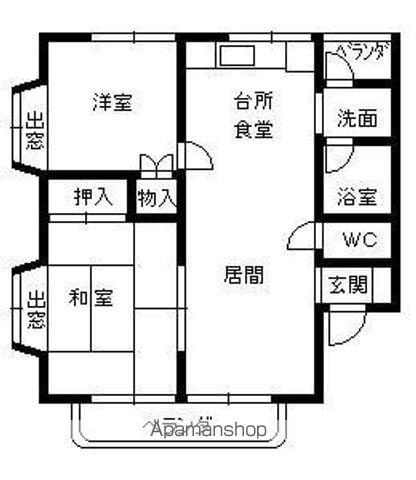 ユーベルハイツ(2LDK/1階)の間取り写真