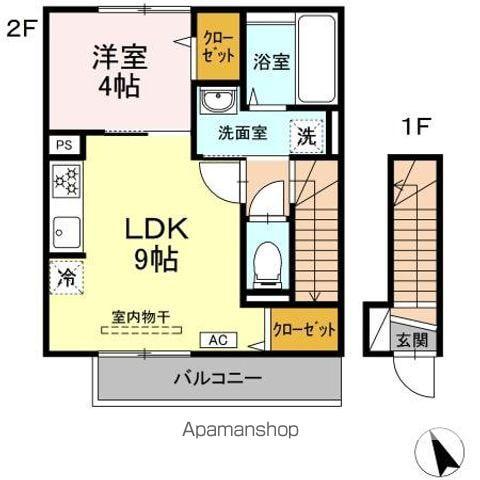 フォボス東浜(1LDK/2階)の間取り写真