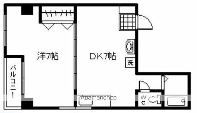長栄ビル(1DK/3階)の間取り写真