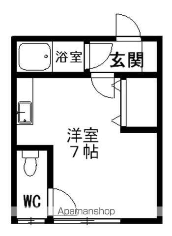 根室本線 帯広駅 バス乗車時間：25分 西12条40丁目バス停で下車 徒歩10分 2階建 築40年(ワンルーム/1階)の間取り写真