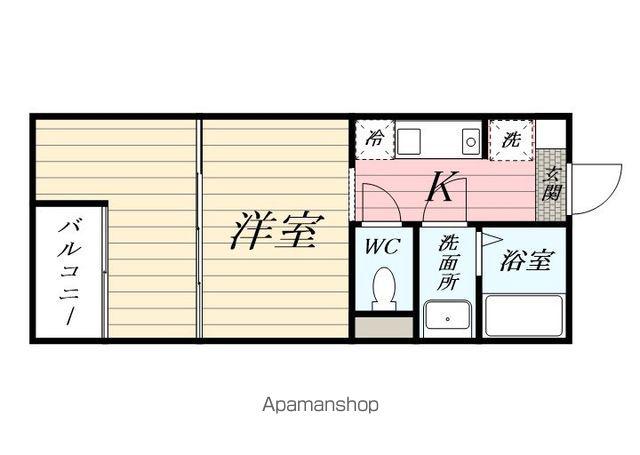 レジデンスウエスト小作(1K/1階)の間取り写真